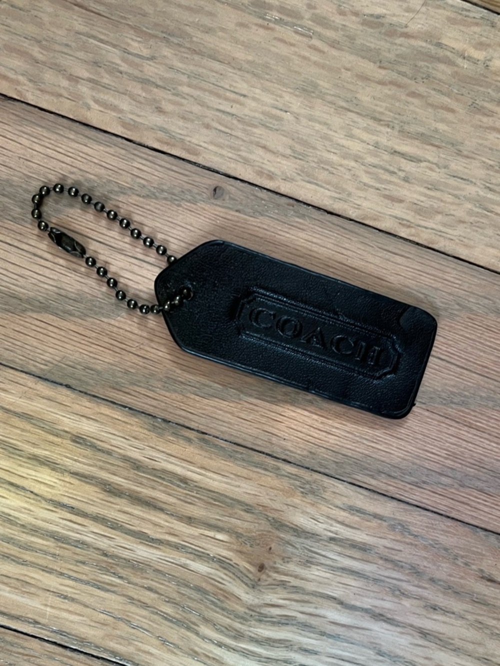 Vintage Coach Black Leather Tag